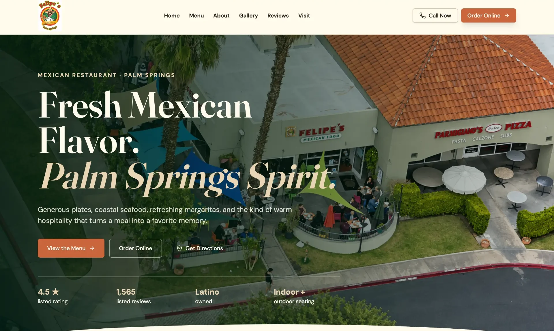 Felipe’s Palm Springs restaurant website