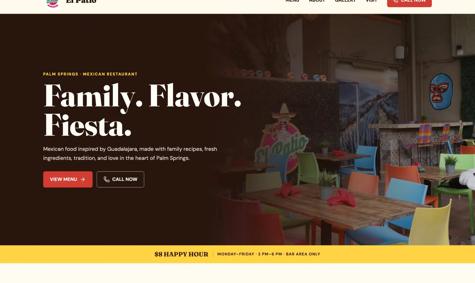 El Patio restaurant website